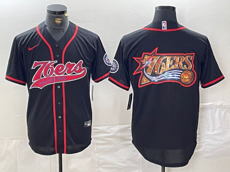 Men Philadelphia 76ers Blank Black Jointly 2024 Nike NBA Jersey style 3->philadelphia 76ers->NBA Jersey